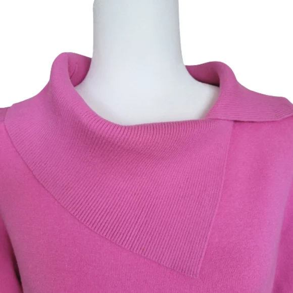Pink Poodle Vintage Pink Knit Sweater Top Split Cowl Neckline 3/4 Sleeve Sz. L/M - Picture 7 of 13